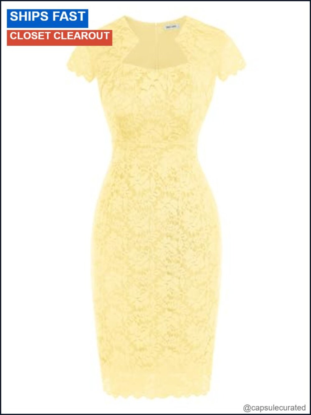 Cap Sleeve Lace Cocktail Dress Knee Length Bodycon Party